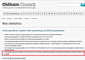 Oldham Council advertising low wages as positive