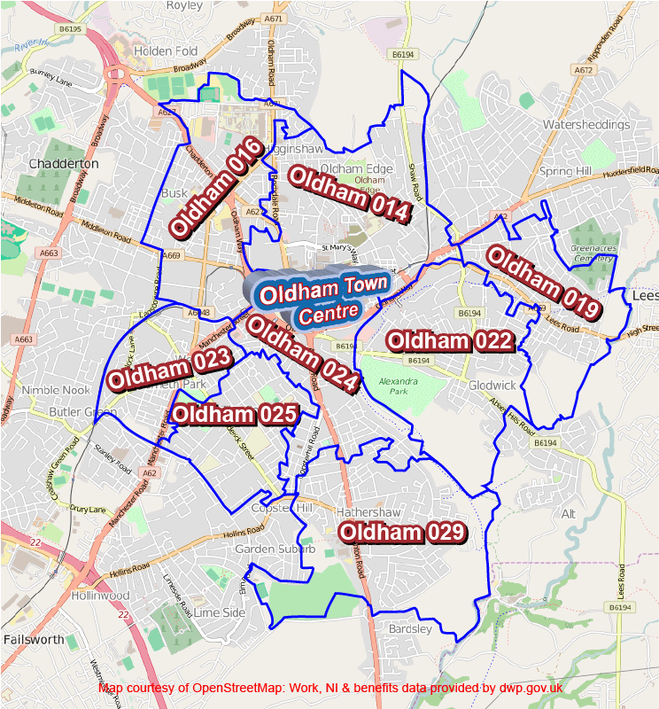 oldham Town Centre and surrounding output areas