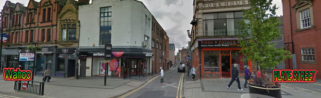 The former Wahoo bar proposed site for tech hun & Plate St the Oldham no1 crime hotspot