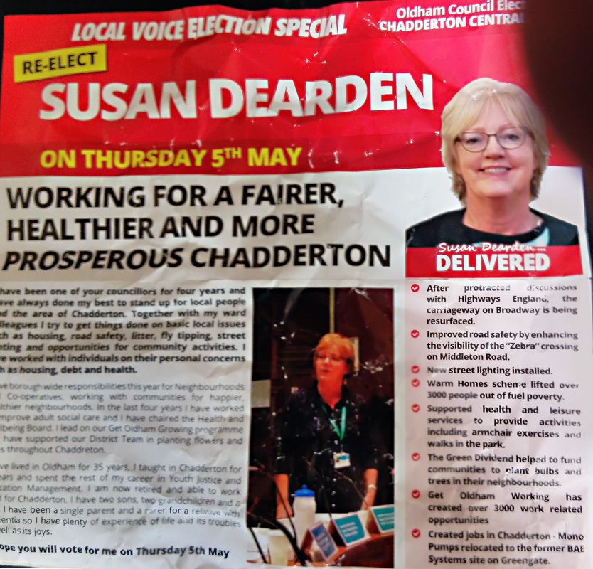 Chadderton Central Labour leaflet.
